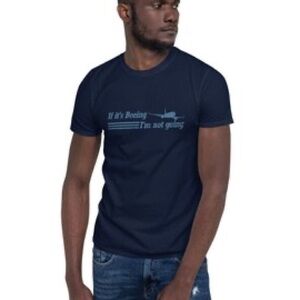 Navy Blue Short Sleeve Tee with White Print